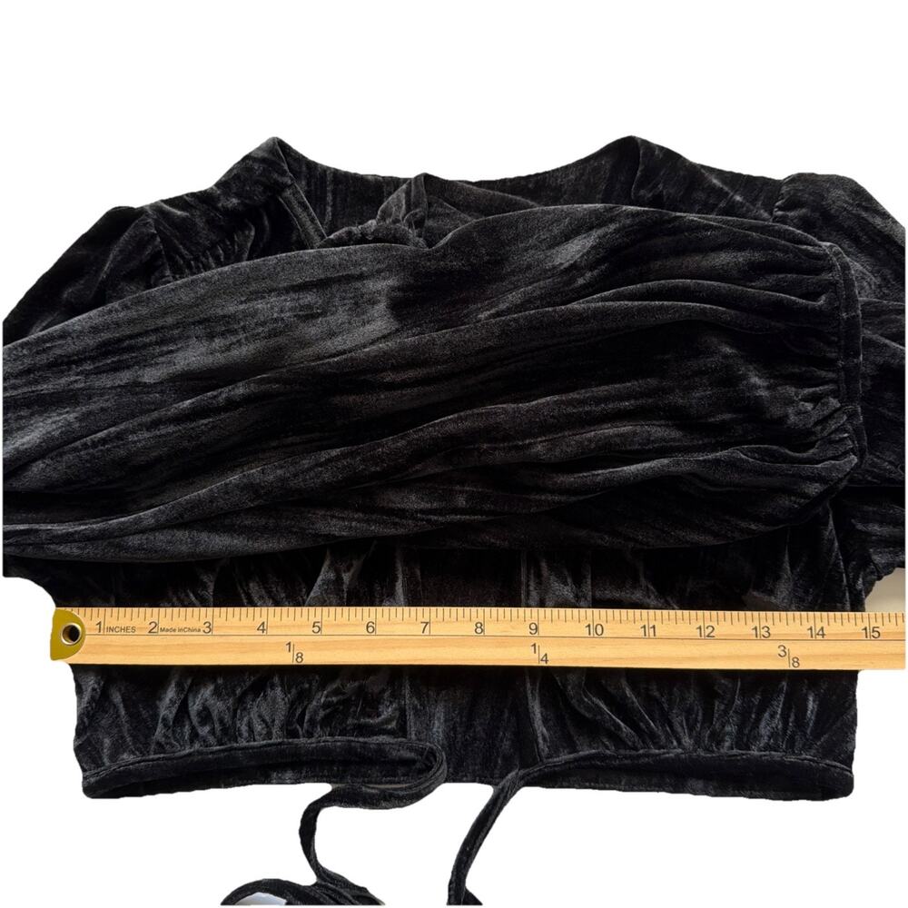 Urban Outfitters Florentina Wrap Top Small Black Velvet Whimsygoth Fairy Grunge - Picture 10 of 11